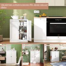 88cm High Freestanding Storage Shelf In White Metal – Kitchen Unit With Height-Adjustable Shelves, Ergonomic Handles, Assembly Required, Space-Saving Kitchen Storage. - 白色 - 查看 4