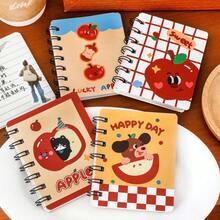 8pcs Cute Apple Flip Notebook, Pocket Notebook, Cartoon Memo Pad - Multicolor - View 2