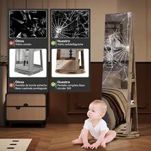 Vlsrka Armario Joyero Giratorio 360°, Espejo de Cuerpo Entero con Almacenaje de Joyas, Organizador de Joyas de Pie con Espejo, Giratorio, Gran Capacidad(Marrón) - Marrón - Ver 6