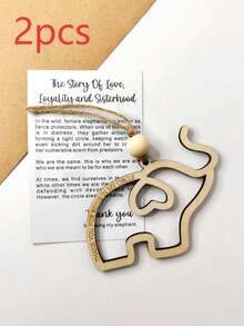 1 pieza/2 piezas Tarjeta de con elefante, regalo de elefante con una historia de amor y lealtad, colgante de elefante de hermandad y , adecuado para mujeres, mejor regalo de para hermanas y amigas, regalo de Año Nuevo, regalo de cumpleaños de San Valentín - Multicolor - Ver 7