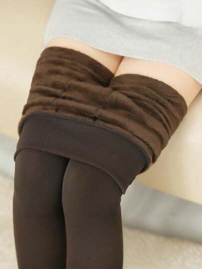 1 par de mallas térmicas forradas para mujer, leggings de estribo gruesos y cálidos para otoño/invierno
