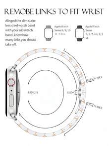 1条男女通用不锈钢表带，兼容 49mm、46mm、45mm、44mm、42mm、41mm、40mm、38mm，银色/玫瑰金商务优雅表带，兼容 Series Ultra 3/2/1、11、10、9、8、7、SE3、6、5、4、3、2、1，奢华男女通用替换表带 - 銀金色 - 查看 8