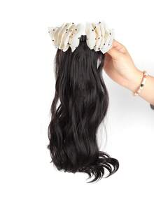 合成假发 优雅印花波点蕾丝发饰 香蕉夹式分层卷发马尾 低扎自然马尾爪 适合女性日常佩戴和聚会 - 彩色 - 查看 12