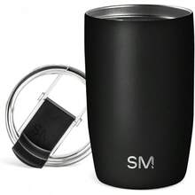 Taza de Café para Viajes con Tapa Abatible |   Taza de Café Helado de Acero Inoxidable Aislada |   Regalos para Mujeres & Hombres |   Voyager Colección |   470 ml. |   Abedul de almendra - - Negro medianoche - Ver 12