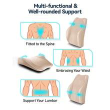 EASE Ergonomic Lumbar Support Cushion, Memory Foam Back Support For Car Seat Office Chair Gaming Chair, Backrest Wi...