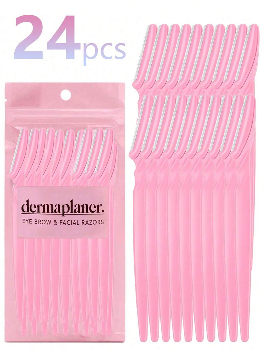24pcs/12pcs/6pcs/3pcs/1pc/Set Hair Trimmer, Eyebrow Razor And Face Shaver Designed For Men And Women, Includes Exfoliating Tool, Long Handle Design, Precision Protective Cover, Stainless Steel Protective Net Blade With Cover, Reusable And Washable Eyebrow Trimmer And Shaver, Suitable For Beginners Eyebrow Shaping And Facial Hair Grooming