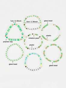 22/23/34Pcs St. Patrick's Day Shamrock Bracelet Set - Stackable Green Lucky Beaded Wristbands With Golden Accents, Festive Irish Festival Jewelry, Ideal Daily Wear & Gift - Multicolor - View 4