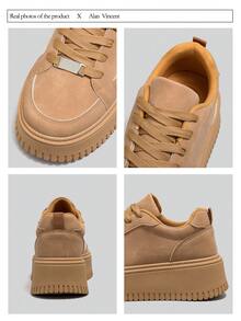 Alan Vincent [厚底系列] 新款女士休闲鞋，女士厚底鞋，棕色鞋，舒适运动鞋，增高5厘米，派对鞋，适合娇小女性，透气运动鞋，时尚百搭 - 棕色 - 查看 3