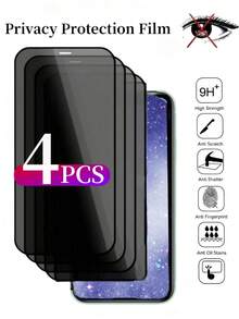 4片装隐私保护全屏钢化玻璃保护膜，兼容，丝印防窥全屏手机保护膜，兼容 17/17Air/17Pro/17ProMax/15/15Plus/15Pro/15ProMax/14/14Pro/14ProMax/14Plus/13/13Pro/13ProMax/12/12Pro/12ProMax/11/11ProMax/11Pro/X/XS/XS Max - 黑色-4PCS - 查看 25
