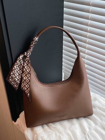 This 1-Piece Pu Handbag Features A Simple And Stylish Design With A Silk Scarf Decoration. It'S A, Casual, Versatile, And Bag Available In Multiple Colors. Meeting Basic Storage Needs, It'S Suitable For Outings, Commutes, Parties, And Everyday Use. It Also Makes An Ideal Christmas Gift For Friends.