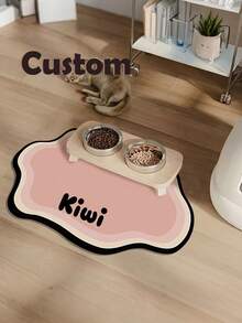 Customizable Quick-Drying Pet Feeding Mat, Personalized Pet Feeding Mat - Quick-Drying Waterproof Non-Slip Cat Bowl Mat, Can Print Pet Name - Splash-Proof, Absorbent, Easy To Clean Design, Paw Print Pattern, Suitable For Cats And Dogs, Machine Washable, Perfect Gift For Pet Owners. Pet Feeding Mat, Pet Food Mat, Funny Design