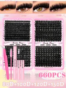 Bộ 660/800 sợi mi giả, độ cong D, bao gồm keo dán và chất làm kín, nhíp và cọ tán phấn mắt. Dung lượng lớn, phù hợp cho người mới bắt đầu, chuyên gia và người tự làm. Bộ mi giả dạng sợi, dễ sử dụng tại nhà, tạo ra những sợi mi riêng lẻ dày, mềm mại và tự nhiên. - màu đen - Xem 9