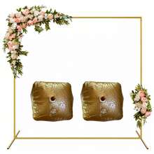 Soporte metálico cuadrado dorado de 2 m x 2 m con bolsas de agua para artículos de fiesta - Dorado - Ver 1
