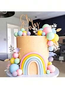 50 Or 32 Macaron Colorful Ball Cake Decorations, Colorful Foam Ball Baking Cake DIY Accessories, Suitable For Baptism, Gender Reveal, Wedding, Anniversary, Retirement Party, Birthday Cake Decoration (Please Use After Connecting The White Tube, The Ball Surface Does Not Touch The Cake) - Multicolor - View 6