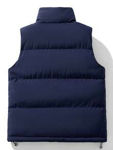 Áo khoác vest nam cổ đứng đệm cotton cho mùa đông, đi bộ đường dài ngoài trời, thể thao du lịch thường ngày đa năng - Màu xanh hải quân - Xem 4