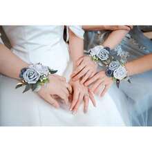 Wristband Corsage, Artificial Flowers For Wedding Bridesmaid Hand Flower Decor Simulated Rose Wrist Flower (Blue, One... - B0F99L7JBM - Xem 4