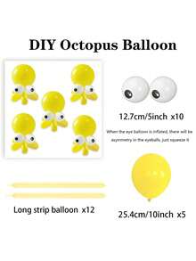 13件套DIY章鱼造型气球套装，包含30.48厘米乳胶气球、圆形气球和带眼睛图案的气球，以及气球胶点，适用于海洋主题派对、生日派对、迎婴派对、性别揭晓派对、夏季海滩泳池派对装饰、圣诞派对装饰