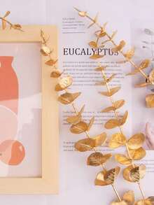 5/10/30/70Pcs Gold Eucalyptus Stems Artificial Plants Faux Eucalyptus Branches Faux Eucalyptus Stem For Wedding Bouquet Boho Home Floral Arrangement Farmhouse Decor, Valentine Day, Gift Gifts Birthday Graduation - Gold - View 5