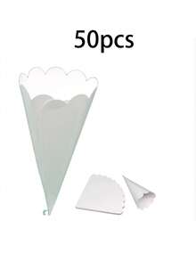 50 DIY Rice Paper Flower Tubes For Wedding Flower Sprinkling, Wavy Lace, White Celebration Parties - Multicolor - View 10