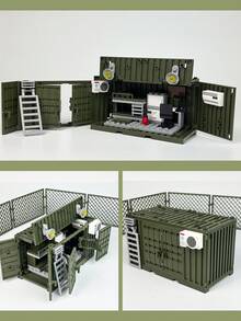 MOC Military Container Building Blocks Set, Soldier Base Scene, Watchtower/Military Weapon Accessories Storage/Camp Tent, Adult Architecture Bricks, Boys Toys, Room Decor, Battle Game Scene Simulation, Collection Display - Multicolor - View 8