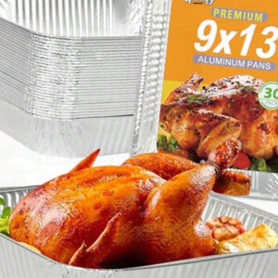 Gladify Aluminum Foil Pans 9x13 Disposable Baking Pans 30 Pack Heavy Duty Half Size Tin Foil Trays For Steam Table Roasting Cooking Heating Freezing Food1 - Bạc - Xem 1