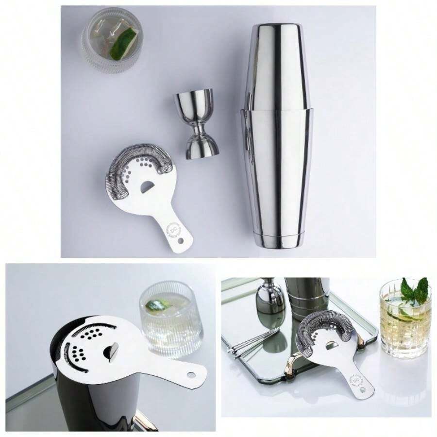 Hawthorne Strainer, Stainless Steel Cocktail Strainer With High Density Spring Mirrored - Effortless Straining Shakers Mixing Glasses, One Strainer - Silver - View 1