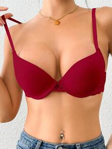 Women's Lace Padded Push Up Bra - Red - View 3