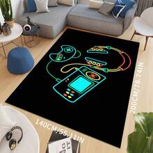 Alfombra de área con diseño de control de juegos creativo moderno, lavable a máquina, con respaldo antideslizante, de fibra de poliéster, hecha a máquina, alfombra de baño para sala de estar, dormitorio, decoración de oficina en casa - 1 pieza - Multicolor - Ver 15