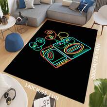 Alfombra de área con diseño de control de juegos creativo moderno, lavable a máquina, con respaldo antideslizante, de fibra de poliéster, hecha a máquina, alfombra de baño para sala de estar, dormitorio, decoración de oficina en casa - 1 pieza - Multicolor - Ver 23