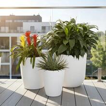 Kit 3 Vasos Planta Polietileno Varanda Jardim Variados Cd14 - Branco - Visão 6
