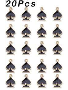 20/40Pcs 4 Styles Playing Card Charms Bulk Poker Charm Alloy Enamel Heart Rhombus Plum Blossom Charm Cute Red Black Charms For Jewelry Making DIY Craft - Multicolor - View 11