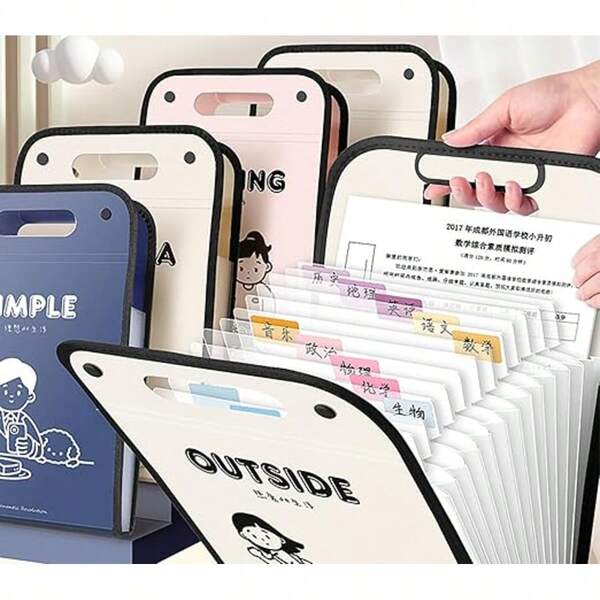 Aktenordner mit Faltmechanik + 13 Fächer Ordnungssystem (vertikale Großraumstruktur, zum Aufbewahren von Prüfungsunterlagen & Material, mit tragbarer Handhabung) + für Studenten/Lernmaterialorganisation + Mehrebigen Dateiaufbewahrungsstil