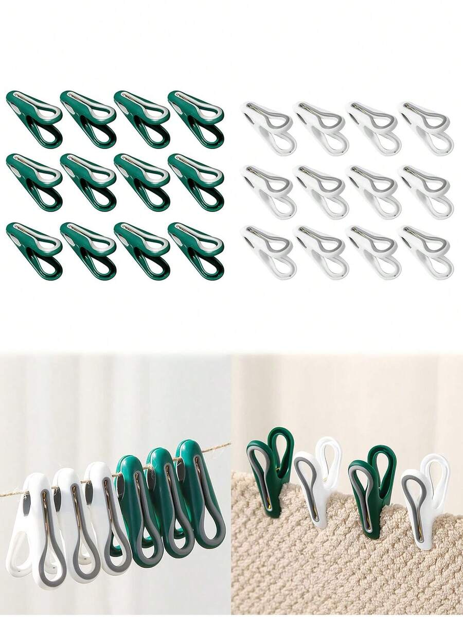 20 Pcs Multi-Purpose Clips For Hangers, White Clothes Hanger Clips, Standard Plastic Hanger - Multicolor - View 1