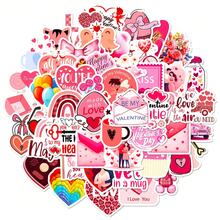 50pcs Valentine's Day Pink Heart Stickers, Cute Cartoon Stickers, Bulk Sticker Pack, Waterproof Vinyl Stickers For Water Bottles, Tumblers, Guitars, Luggage, Phones, Laptops, Skateboards, Gifts - Multicolor - View 7