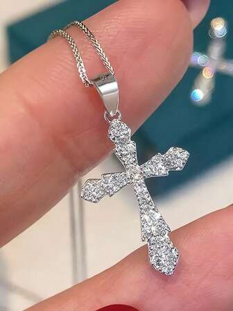 1 pieza Collar con colgante de plata de ley 925 con circonita cúbica, joyería de lujo para bodas y joyería fina para mujeres