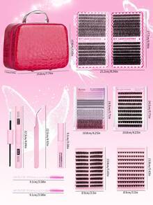 1524pcs, 640pcs, 480pcs, 160pcs, 8 Styles Mixed Single Cluster False Eyelashes, 20D, 30D, 40D, 60D, 80D, 100D False Eyelash Cluster Extension Kit, Mixed Single Cluster False Eyelashes Set, Includes Eyelash Glue, Makeup Remover, Eyelash Tweezers, Eyelash Brush, DIY Eyelash Extension At Home - Black - View 4
