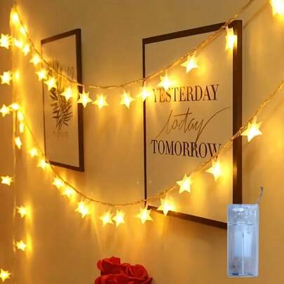 Guirnalda de 20 luces LED en forma de estrella con caja de pilas ideal para decoraciones de bodas Año Nuevo navidad Christmas ambiente festivo hogar eventos especiales