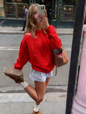 1 pieza Suéter de punto grueso y cálido para niñas y adolescentes, informal y cómodo, con ambiente navideño, regalo de Navidad para usar al aire libre, otoño/invierno