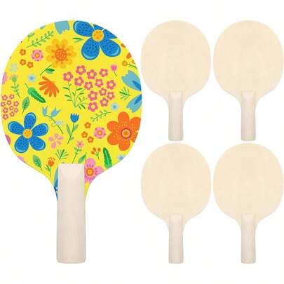 Unfinished Wooden Pong Paddles, 2 Pairs Unpainted Wood Table Tennis Paddles - Plain Wood Table Tennis Rackets Indoor Outdoor Games