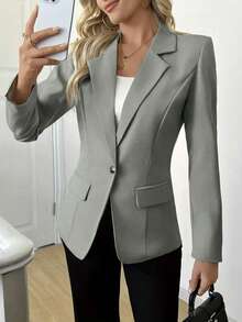 Áo khoác blazer dài tay mỏng nhẹ kiểu corset thanh lịch dành cho nữ, thích hợp cho mùa xuân/hè. - Xám - Xem 4