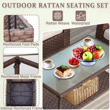 Outdoor Patio Furniture Set, 9/6/3/2 Piece Rattan Patio Furniture Set Lounge Chairs With Ottomans, Coffee Table, Plush Cushions Grey - Xám - Xem 6