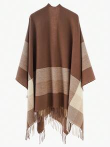 1 Áo khoác cardigan kẻ sọc ấm áp cho nữ, thích hợp mặc hàng ngày - Brown-DK - Xem 3