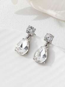 1 Pair Sparkling Gem Round Pendant Earrings, Elegant & Luxurious, Suitable For Business And Daily Wear - Earring - View 8
