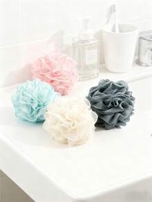 4pcs Floral Pattern Luffa Sponge Set, Includes Hanging Loop, Soft Exfoliating Scrub Ball, Rich Foaming, Gentle Exfoliating Bath Sponge, Back Massage Bubble Bath Ball, Reusable, Suitable For Personal Care Exfoliation And Body Cleansing, Also Suitable For Bathroom Decor, Made Of Skin-Friendly Materials, Essential Bathing Supplies, Durable, Perfect For Home SPA Enthusiasts (Random 4 Colors/2pcs/1pc Set Available) - Multicolor - View 3