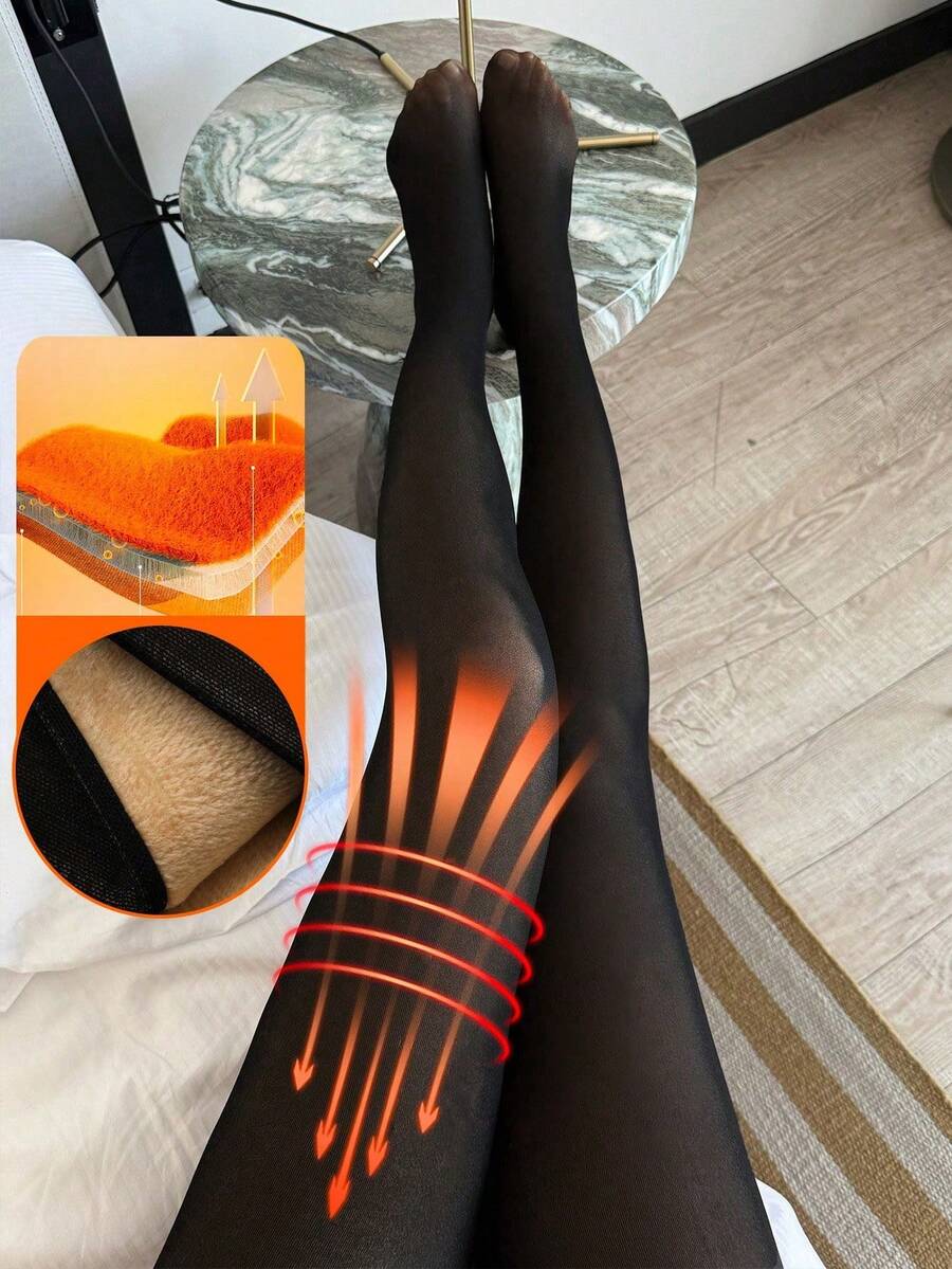 黑色不透明连裤袜，显腿型，保暖内衬，不透，加厚踩脚连裤袜，适合秋冬季女性穿着，带保暖内衬