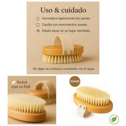 Cepillo Corporal exfoliante Natural Suave, Libre de Plstico, de Bamb y Cerdas Naturales de origen vegetal, para Cepillado en, Reduce Celulitis, Mejora la Circulacin y Tonifica la Piel