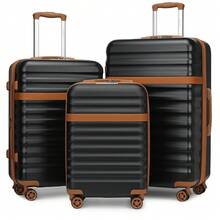 PP Hardshell Luggage 20 24 28 Inch Carry On Cabin Suitcase Expandable TSA Lock 360 Spinner Wheels Lightweight 3 Piece Set Check In Travel Holiday - Black - View 15