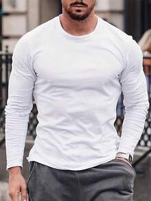 2件装男士纯色圆领宽松休闲长袖T恤 - 彩色 - 查看 4