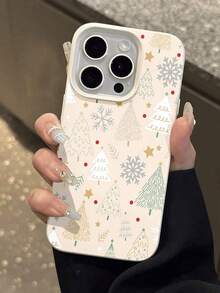 Las fundas para teléfono con temática navideña son compatibles con los modelos  11 a  17 y están fabricadas con material TPU duradero, ofreciendo protección anticaídas y antideslizante, ideales para familias y amigos. - Blanco - Ver 5