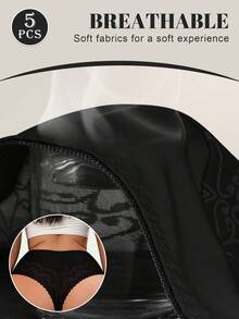 MIOTAN 5条/套 女士蕾丝拼接极简丁字裤，性感内衣 - 彩色 - 查看 5